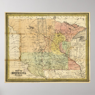 Karte des Gebiets von Minnesota (1852) Poster