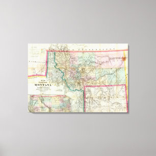 Karte des Gebiets von Montana Leinwanddruck