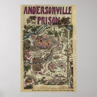 Karte des Gefängnisses von Andersonville Ziviler K Poster