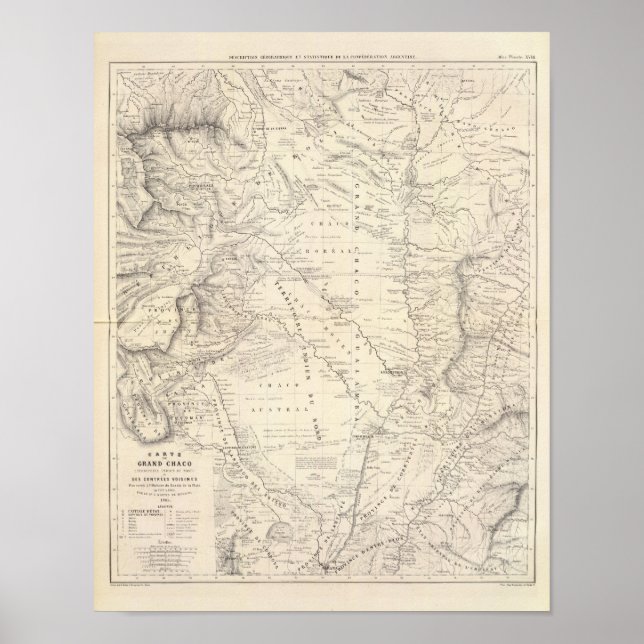 Karte des Großen Chaco und der Nachbarregionen Poster (Vorne)