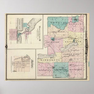 Karte des grünen Landkreises, Staat Wisconsin Poster