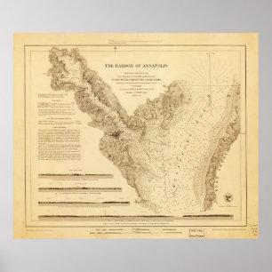 Karte des Hafens von Annapolis (1846) Poster