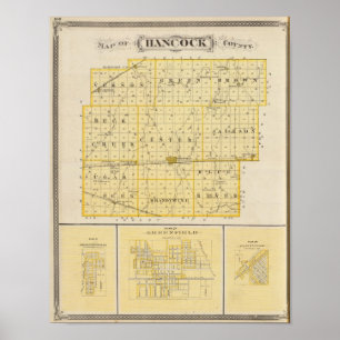 Karte des Hancock-Landkreises mit Charlottesville Poster