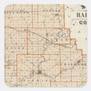 Karte des Harrison-Landkreises Quadratischer Aufkleber