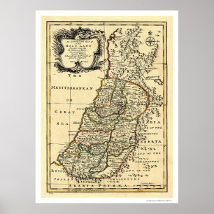 Karte des Heiligen Landes Israel von Bowen 1752 Poster