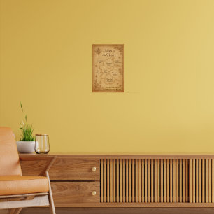 "Karte des Herzens" Vintages Soulful Wall Art Post Poster