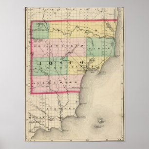 Karte des Iosco-Landkreises, Michigan Poster