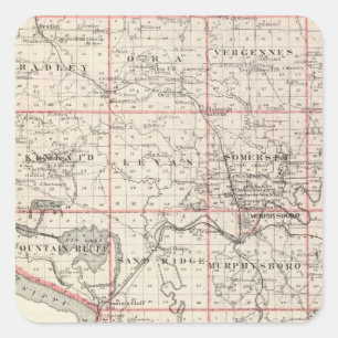 Karte des Jackson-Landkreises, Grand Tower Quadratischer Aufkleber