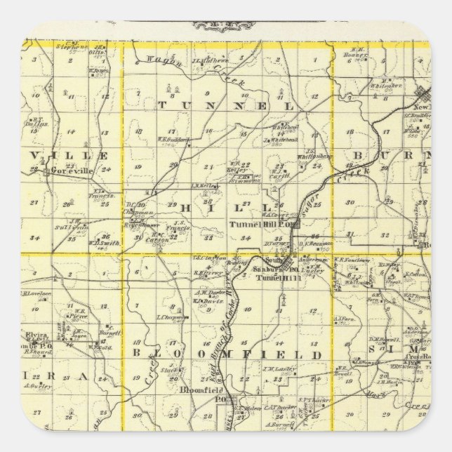 Karte des Johnson-Landkreises und Wien Quadratischer Aufkleber