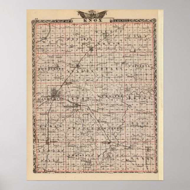 Karte des Knox-Landkreises Poster (Vorne)