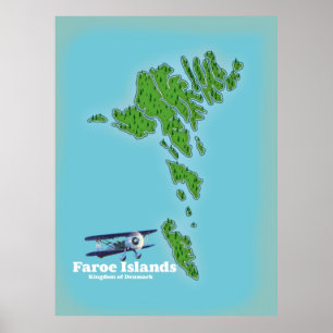 Karte des Königreichs der Färöer Poster