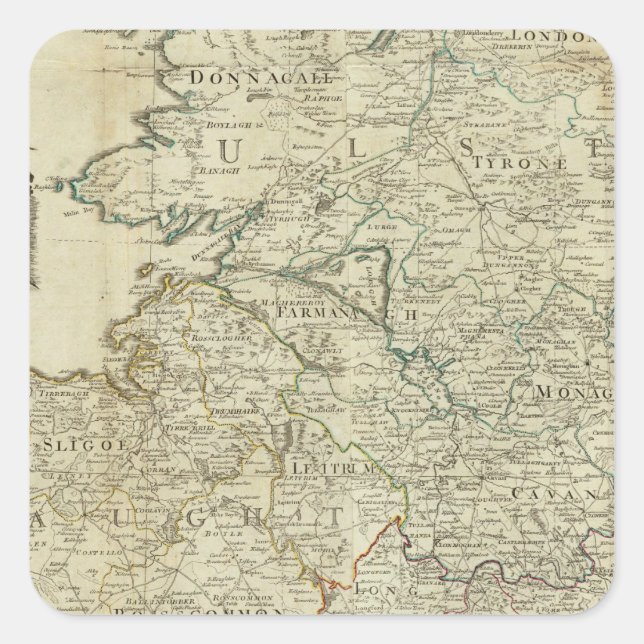 Karte des Königreichs Irland Nord Quadratischer Aufkleber (Vorderseite)