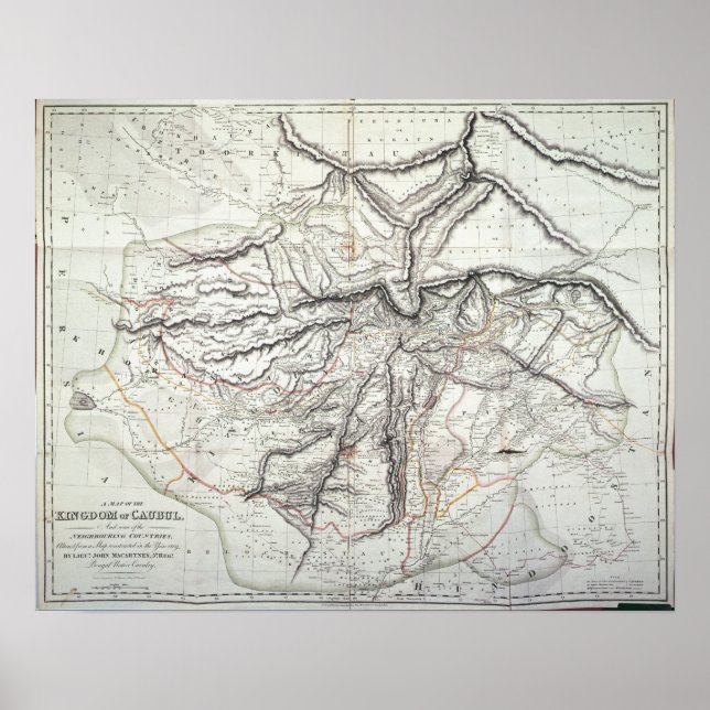 Karte des Königreichs Kabul Poster (Vorne)