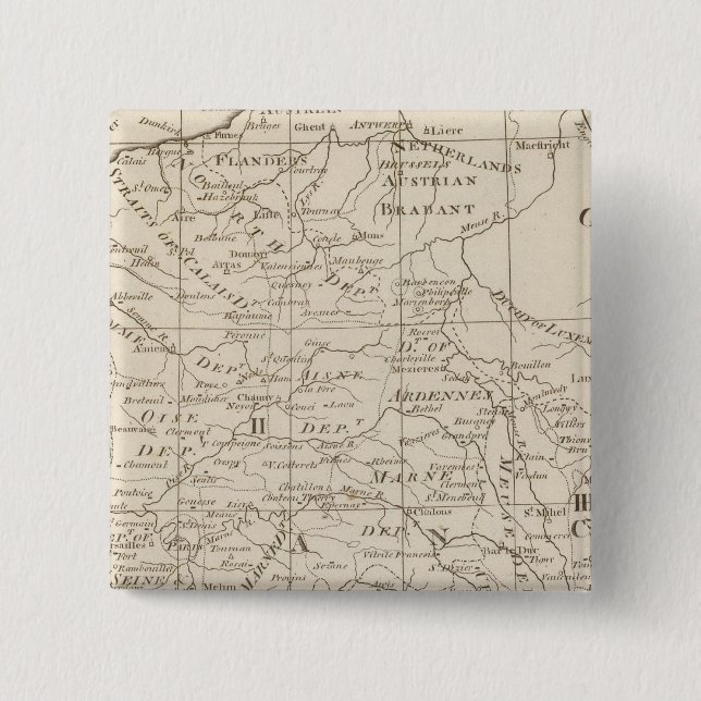 Karte des Kriegssitzes in Frankreich 2 Button (Vorderseite)