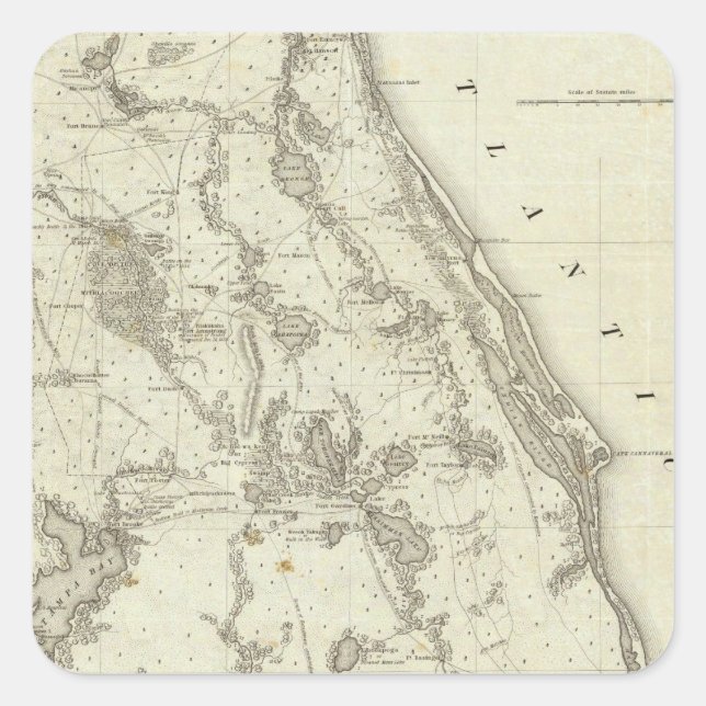 Karte des Kriegsstandortes in Florida Quadratischer Aufkleber (Vorderseite)