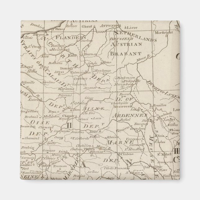 Karte des Kriegsstandortes in Frankreich 2 Magnet (Vorne)