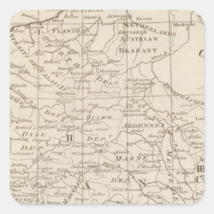 Karte des Kriegsstandortes in Frankreich 2 Quadratischer Aufkleber