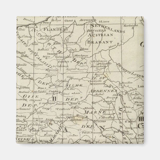 Karte des Kriegsstandortes in Frankreich Magnet (Vorne)