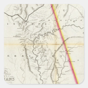 Karte des Kriegsstandortes zwischen den Creek-Amer Quadratischer Aufkleber
