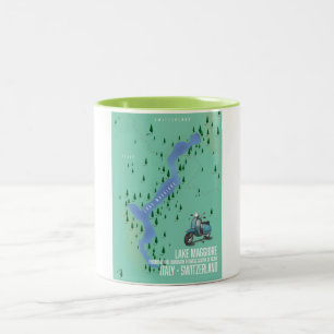 Karte des Lago Maggiore Italien - Schweiz Zweifarbige Tasse