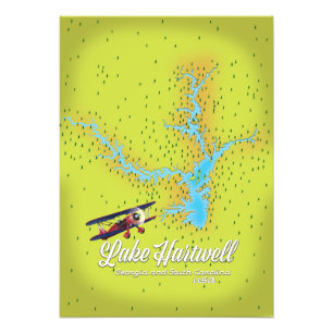 Karte des Lake Hartwell Georgia und South Carolina Fotodruck