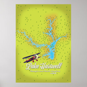 Karte des Lake Hartwell Georgia und South Carolina Poster
