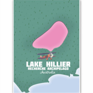 Karte des Lake Hillier in Australien. Aufkleber