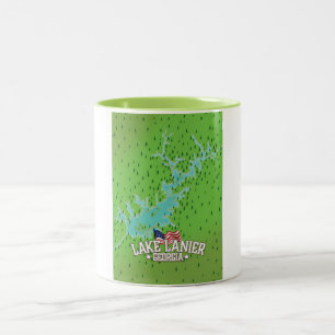Karte des Lake Lanier Georgia Zweifarbige Tasse