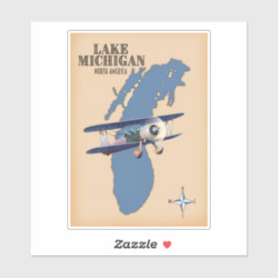 Karte des Lake Michigan Nordamerika Aufkleber