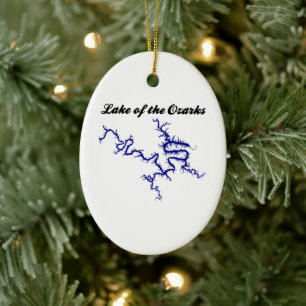Karte des Lake of the Ozarks Missouri Blaue Uferli Keramik Ornament