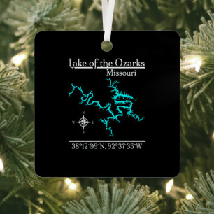 Karte des Lake of the Ozarks Missouri Quadratsee Ornament Aus Metall