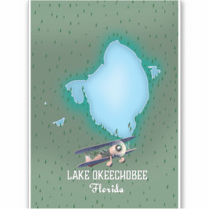 Karte des Lake Okeechobee in Florida. Aufkleber