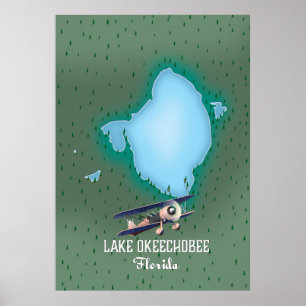 Karte des Lake Okeechobee in Florida. Poster
