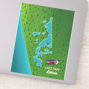 Karte des Lake Pape Lettland Aufkleber