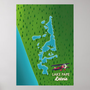 Karte des Lake Pape Lettland Poster
