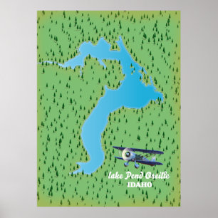 Karte des Lake Pend Oreille Idaho Poster