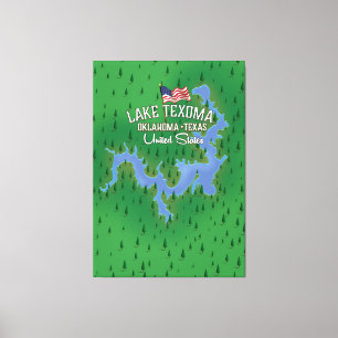 Karte des Lake Texoma USA. Leinwanddruck