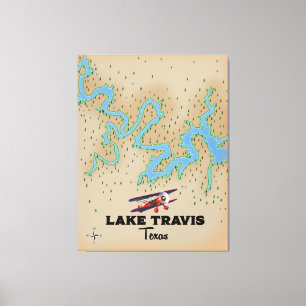 Karte des Lake Travis Texas Leinwanddruck