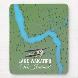 Karte des Lake Wakatipu Neuseeland Mousepad