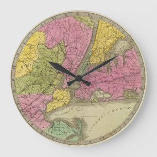 Karte des Landes fünfundzwanzig Meilen runden Große Wanduhr