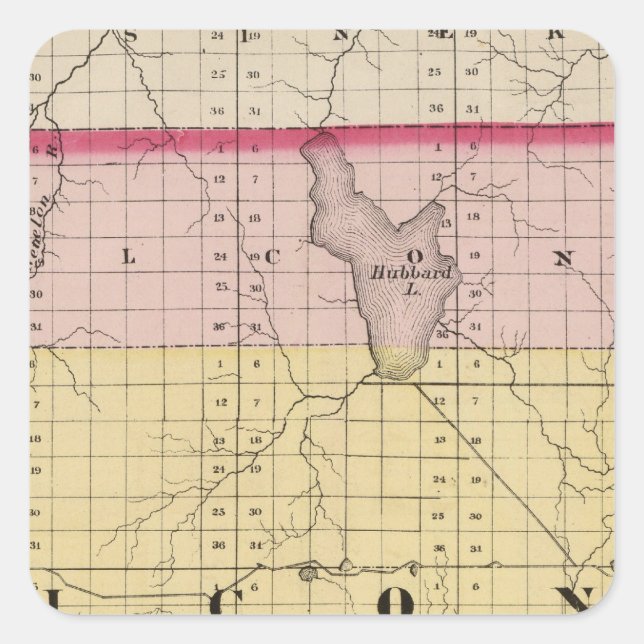 Karte des Landkreises Alcona, Michigan Quadratischer Aufkleber (Vorderseite)