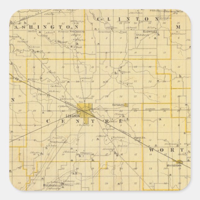 Karte des Landkreises Boone Quadratischer Aufkleber (Vorderseite)