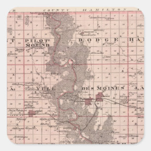 Karte des Landkreises Boone, Staat von Iowa Quadratischer Aufkleber