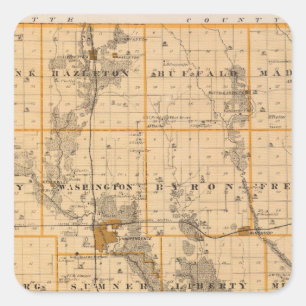 Karte des Landkreises Buchanan, Staat von Iowa Quadratischer Aufkleber