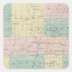 Karte des Landkreises Clark, Staat von Wisconsin Quadratischer Aufkleber