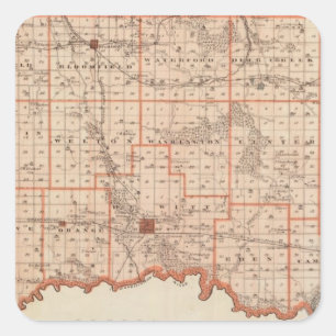 Karte des Landkreises Clinton, Staat von Iowa Quadratischer Aufkleber