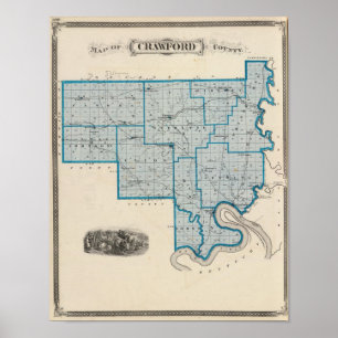 Karte des Landkreises Crawford Poster