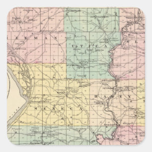 Karte des Landkreises Crawford, Staat von Wisconsi Quadratischer Aufkleber