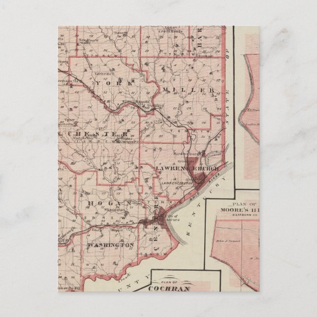Karte des Landkreises Dearborn mit Greendale (Vorderseite)