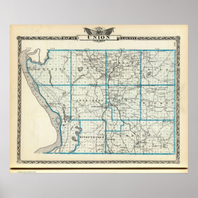 Karte des Landkreises der Gewerkschaft Poster (Vorne)